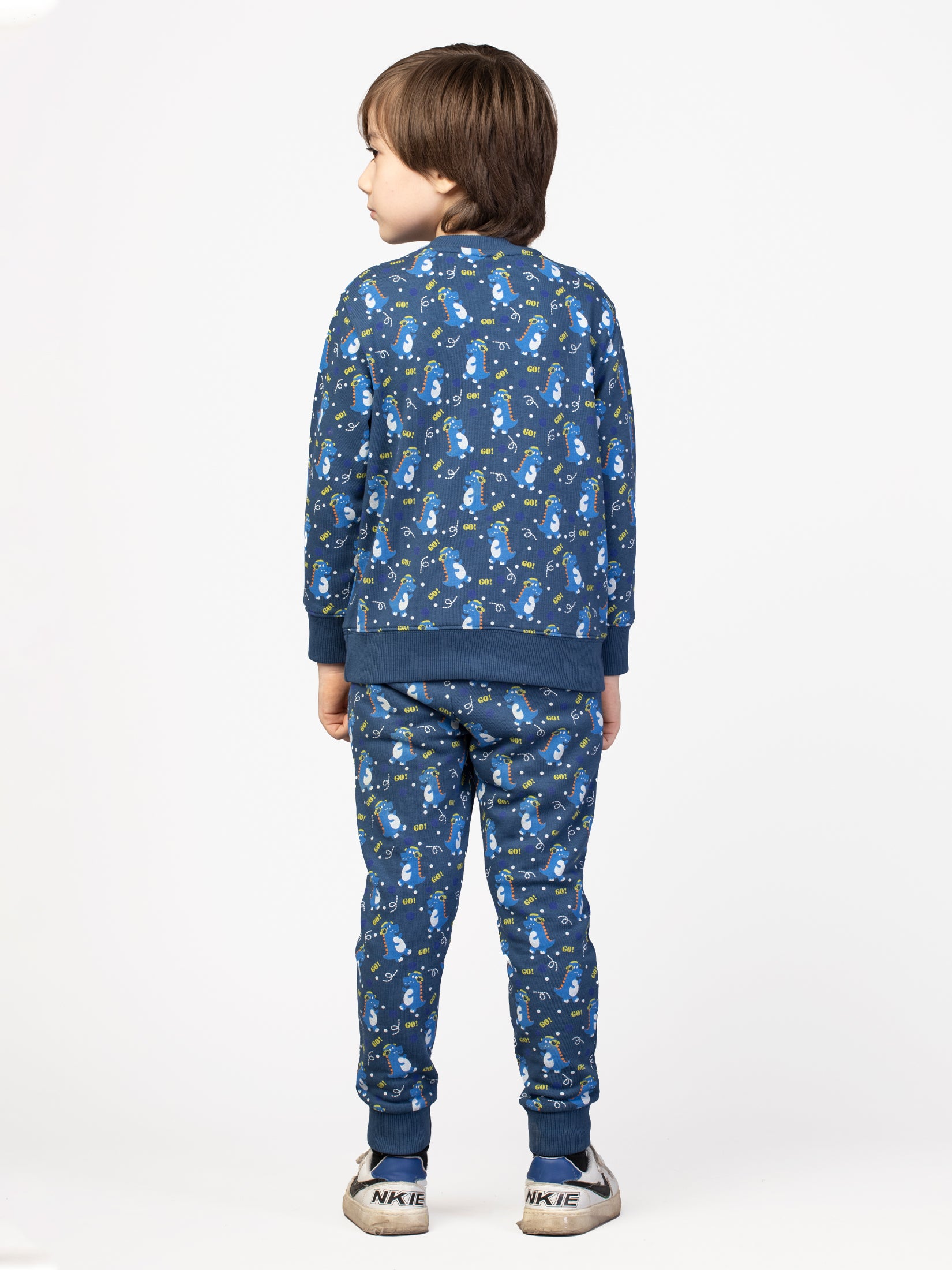 Nimble Printed Blue Sweatshirt & Joggers For Boys| Set Of 1 | Cotton Polyester