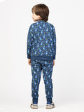 Nimble Printed Blue Sweatshirt & Joggers For Boys| Set Of 1 | Cotton Polyester