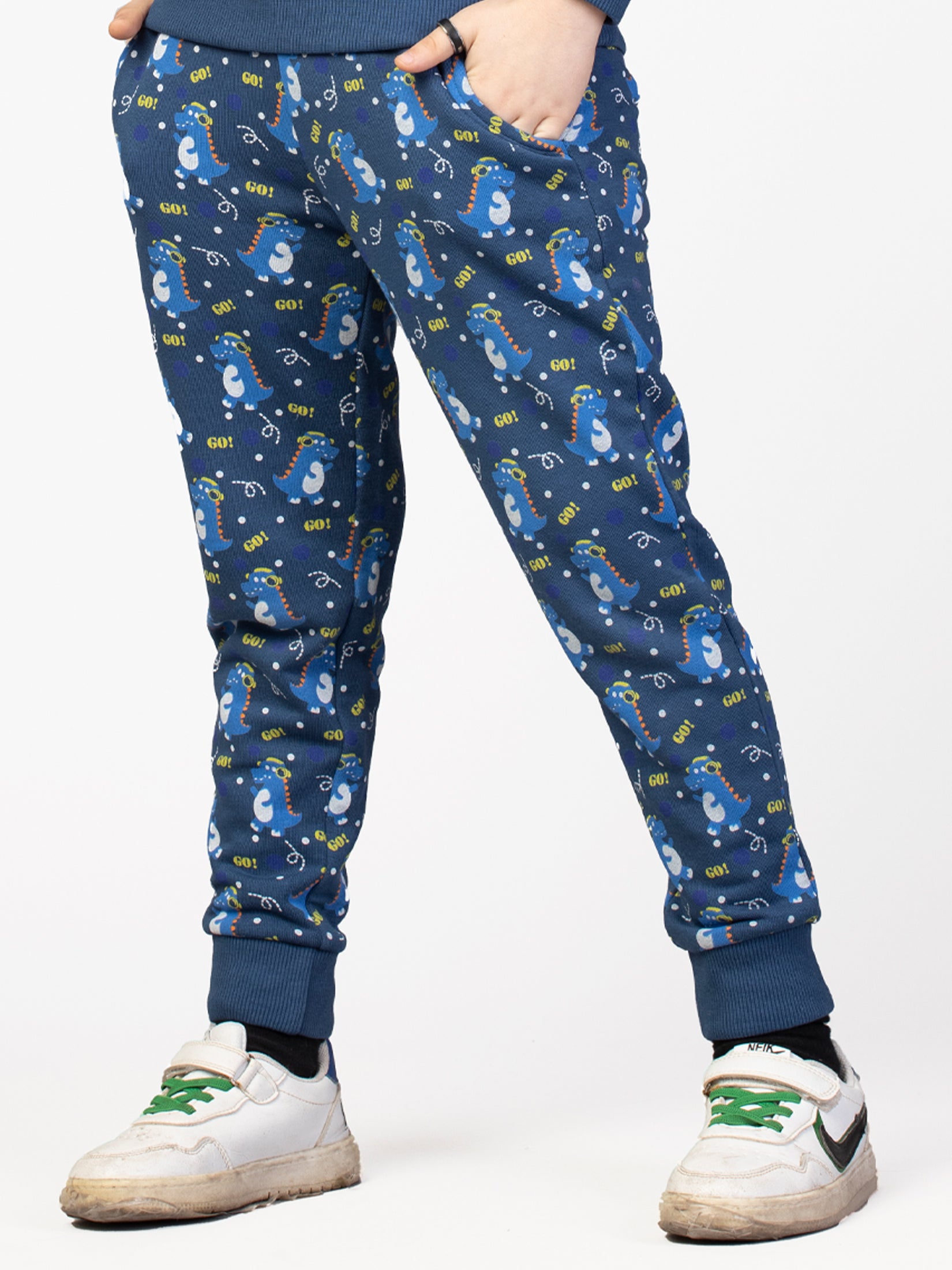 Nimble Printed Blue Sweatshirt & Joggers For Boys| Set Of 1 | Cotton Polyester