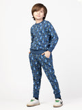 Nimble Printed Blue Sweatshirt & Joggers For Boys| Set Of 1 | Cotton Polyester